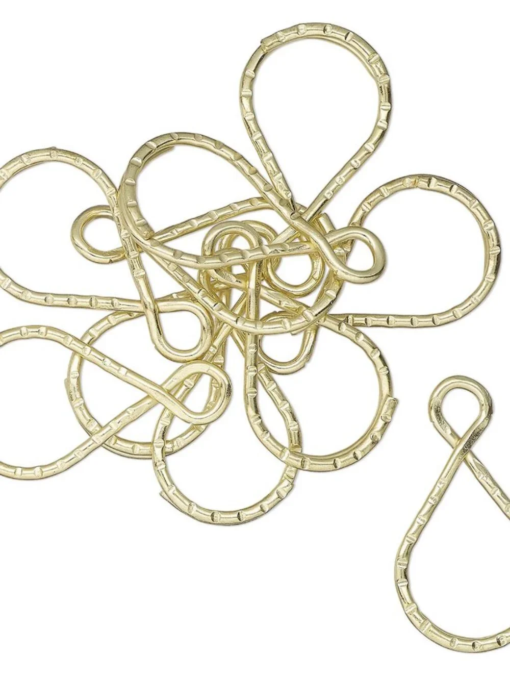 Bulk Gold 14K Plated Fancy 37x18mm Key Chain Jewelry Split Ring Findings 10 pcs
